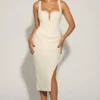 Eliora Embellished Draped Midaxi Dress in White