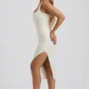 Eliora Embellished Draped Midaxi Dress in White
