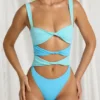 Elirae Cut-Out Thong Swimsuit in Blue Multi