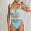 Elirae Cut-Out Thong Swimsuit in Blue Multi