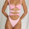 Elirae Cut-Out Thong Swimsuit in Pink Multi