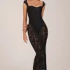 Elisa Sweetheart-Neck Maxi Dress in Black