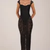 Elisa Sweetheart-Neck Maxi Dress in Black