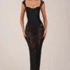 Elisa Sweetheart-Neck Maxi Dress in Black