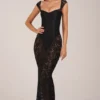 Elisa Sweetheart-Neck Maxi Dress in Black