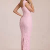 Elisa Sweetheart-Neck Maxi Dress in Blossom Pink