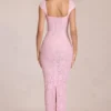 Elisa Sweetheart-Neck Maxi Dress in Blossom Pink