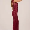 Elisa Sweetheart-Neck Maxi Dress in Cherry Red
