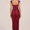 Elisa Sweetheart-Neck Maxi Dress in Cherry Red