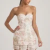 Eliselle Embellished Strapless Corset Mini Dress in Ivory
