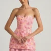 Eliselle Embellished Strapless Corset Mini Dress in Pink