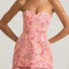Eliselle Embellished Strapless Corset Mini Dress in Pink