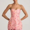 Eliselle Embellished Strapless Corset Mini Dress in Pink