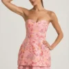 Eliselle Embellished Strapless Corset Mini Dress in Pink