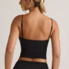 Elma Modal V-Neck Ruched Camisole Top in Black