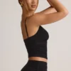 Elma Modal V-Neck Ruched Camisole Top in Black