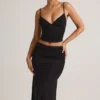 Elma Modal V-Neck Ruched Camisole Top in Black