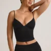 Elma Modal V-Neck Ruched Camisole Top in Black