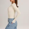 Elodie Modal Plunge Long-Sleeve Bodysuit  in Ivory