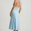 Elonia Halterneck Midaxi Dress in Blue Flower Print