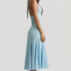 Elonia Halterneck Midaxi Dress in Blue Flower Print