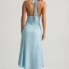 Elonia Halterneck Midaxi Dress in Blue Flower Print