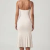 Elowen V-Neck Godet  Midaxi Dress in Ivory