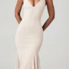 Elowen V-Neck Godet  Midaxi Dress in Ivory
