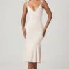Elowen V-Neck Godet  Midaxi Dress in Ivory