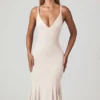 Elowen V-Neck Godet  Midaxi Dress in Ivory