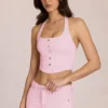 Elowis Denim Halterneck Corset Style Top in Blossom Pink