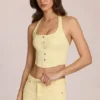Elowis Denim Halterneck Corset Style Top in Lemon Yellow