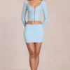 Elowise Lace Mini Skirt in Powder Blue
