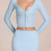 Elowise Lace Mini Skirt in Powder Blue