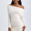 Elsa Modal Off-Shoulder Ruched Mini Dress in Ivory