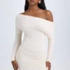 Elsa Modal Off-Shoulder Ruched Mini Dress in Ivory