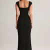 Elva Modal Sweetheart-Neck Cowl-Waist Maxi Dress in Black