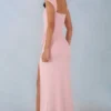 Elva Modal Sweetheart-Neck Cowl-Waist Maxi Dress in Blush Pink