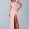 Elva Modal Sweetheart-Neck Cowl-Waist Maxi Dress in Blush Pink