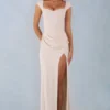Elva Modal Sweetheart-Neck Cowl-Waist Maxi Dress in Ivory