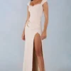 Elva Modal Sweetheart-Neck Cowl-Waist Maxi Dress in Ivory