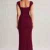 Elva Modal Sweetheart-Neck Cowl-Waist Maxi Dress in Wine