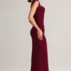 Elva Modal Sweetheart-Neck Cowl-Waist Maxi Dress in Wine