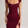 Elva Modal Sweetheart-Neck Cowl-Waist Maxi Dress in Wine