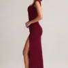 Elva Modal Sweetheart-Neck Cowl-Waist Maxi Dress in Wine