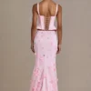 Elvira Premium Satin Lace-Up Corset Top in Baby Pink