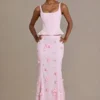 Elvira Premium Satin Lace-Up Corset Top in Baby Pink