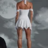 Elvyra Lace Up Halter Neck Mini Dress in White