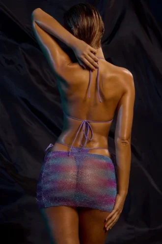 Embellished Swim Low-Rise Mini Skirt in Blue Ombré