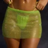 Embellished Swim Low-Rise Mini Skirt in Green